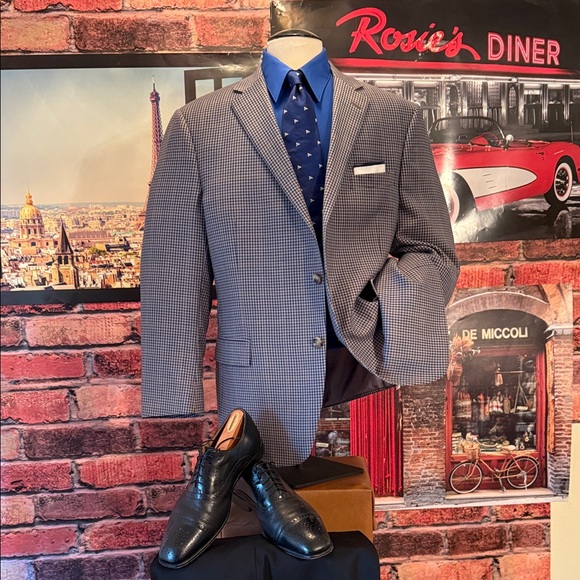 Hart Schaffner Marx Blue and Gray Checkered Blazer - Picture 1 of 17